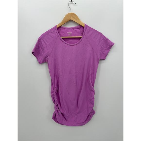 Athleta Womens Purple Speedlight Seamless Tee Size L Workout Gym Cinched T-Shirt - Picture 1 of 7